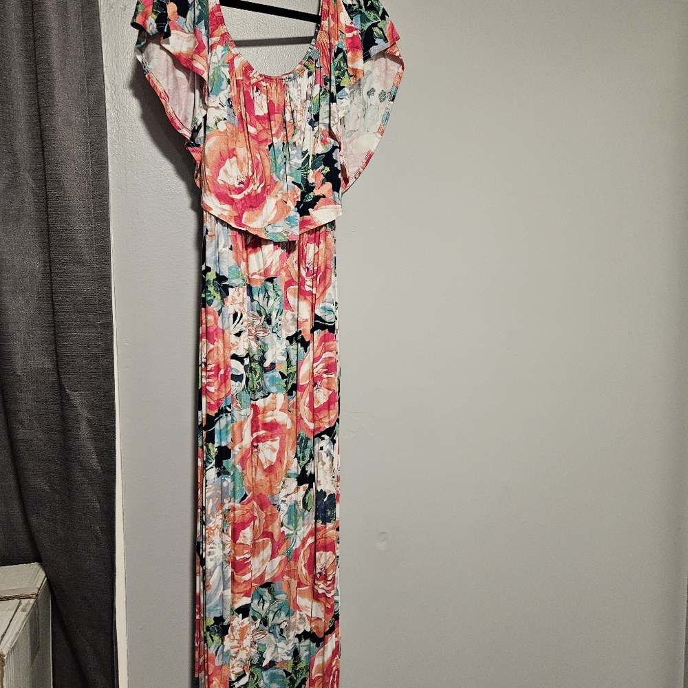Long Colorful Floral Dress Size L